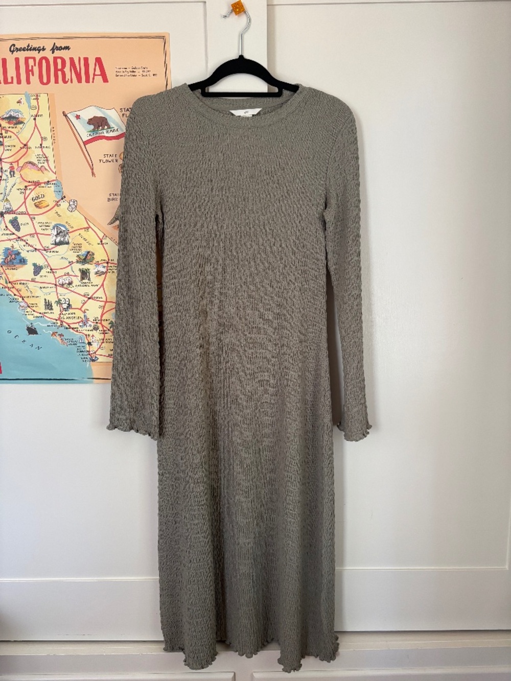 Size Sm H&M Jersey Maxi Dress in Pale Olive Green